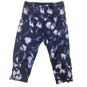 VOGO Athletics Women’s Black|Purple Floral Yoga Capri Pants